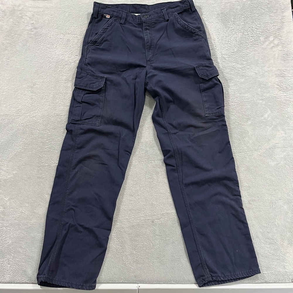 Carhartt FR Cargo Pants Mens 36x36 (FITS 35x35) Navy Flame Resistant Workwear